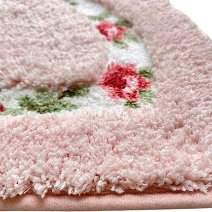 Chic Pink Rose Oval Rug Set - 2 Elegant Mats for Stylish Home Decor