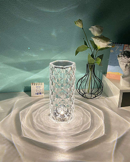 Nordic Crystal Lamp USB Table Lamps Bedroom Touch Dimming Atmosphere Diamond Night Light Rose Projector Lamp Decor