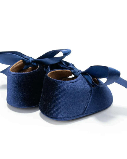Adorable Baby Girl Crib Shoes with Butterfly Knot - Non-slip Soft Cotton Rubber First Walkers