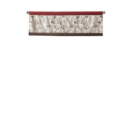 Room and Decor Embroidered Red Window Valance, 50x18", Polyester Fabri