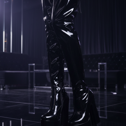 Peekaboo Studio T-stage 15cm Thick Heel Over Knee Boots, Stylish & Bol