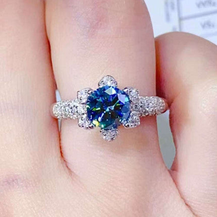 Timeless Radiance: 1 Carat Lab-Grown Diamond Ring with Moissanite and Zircon Accents