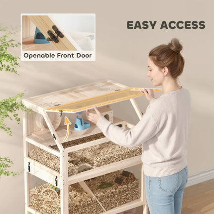 Peekaboo Studio Wooden Hamster Cage with Detachable Floor & Exercise W