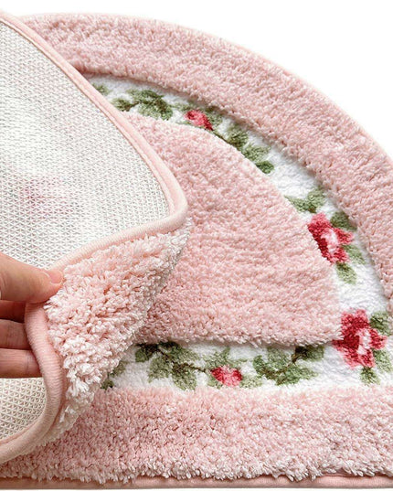 Chic Pink Rose Oval Rug Set - 2 Elegant Mats for Stylish Home Decor