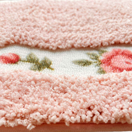 Chic Pink Rose Oval Rug Set - 2 Elegant Mats for Stylish Home Decor