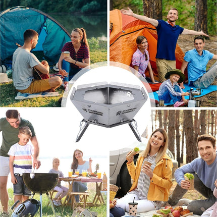 Portable Hexagonal Charcoal Grill And Outdoor Fire Pit For Camping And BBQ
