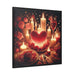Sleek Black Pine Framed Valentine Night Canvas Art
