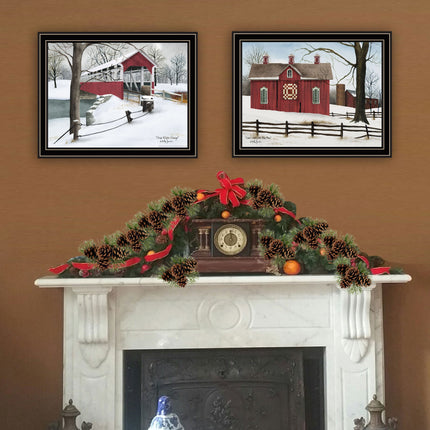 Billy Jacobs 2-Piece Knot Quilt & Covered Bridge Wall Art Set