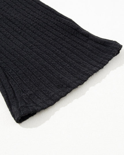 Elegant Black Ribbed V-Neck Lounge Set