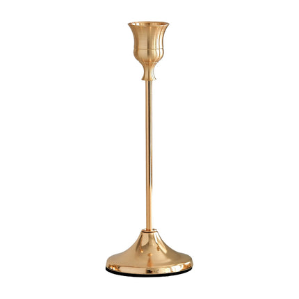 Copper Color Aluminum Alloy Candle Holder With Electroplated Ornaments