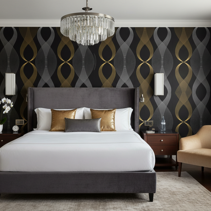 Living Room Wallpaper Geometric PVC Design 0.45x1m Minimalist Style