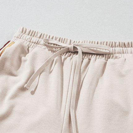 Stylish White Color Block Lounge Set with Luxurious Contrast Trim