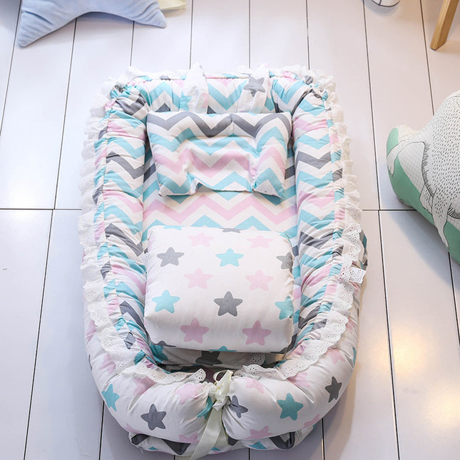 Peekaboo Studio Portable Washable Baby Bed with Removable Quilt