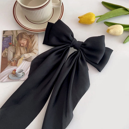 Korean Satin Ribbon Bow Hair Clip – 4 Colours