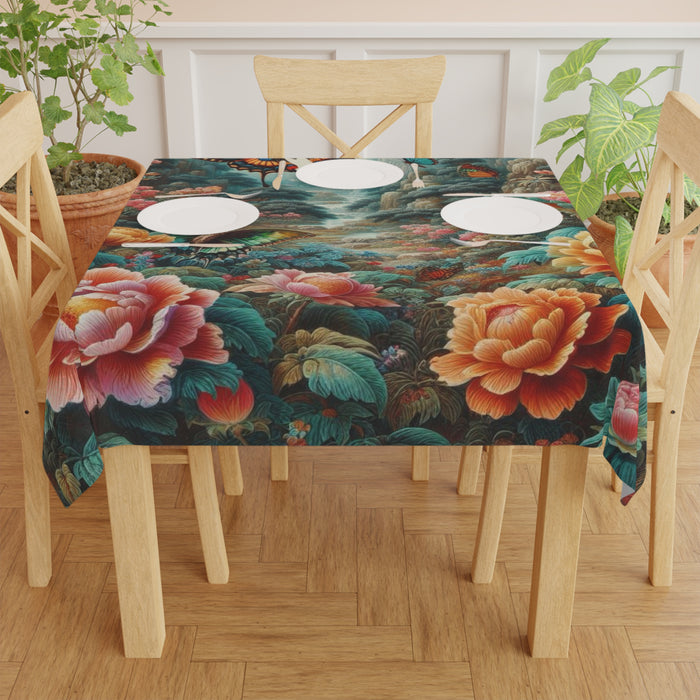 Chic Spring Floral Square Tablecloth | Colorful Flower Garden Design