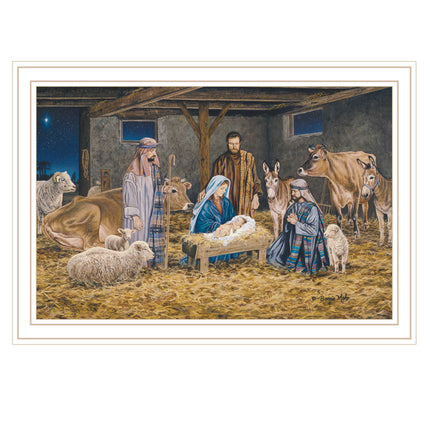 Bonnie Mohr Nativity Wall Art - Framed Print for Home Decor, Multicolo