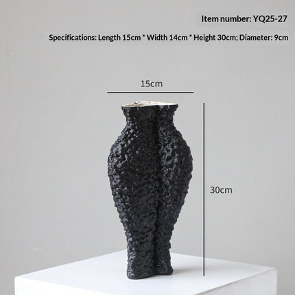 Wabi Sabi Matte Black Ceramic Vase Handmade Flower Vase Decoration