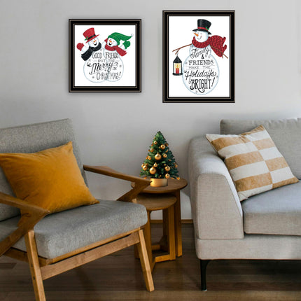 Deb Strain 2-Piece Snowman Wall Art Set - Framed, Multicolor Decor