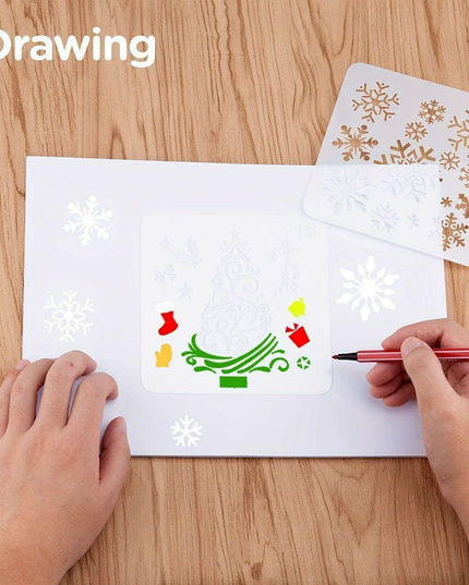 Festive 8-Piece Stencil Set for Creative Holiday DIY - Durable, Reusable, and Perfect for Decorating Wood, Walls, and Fabrics
