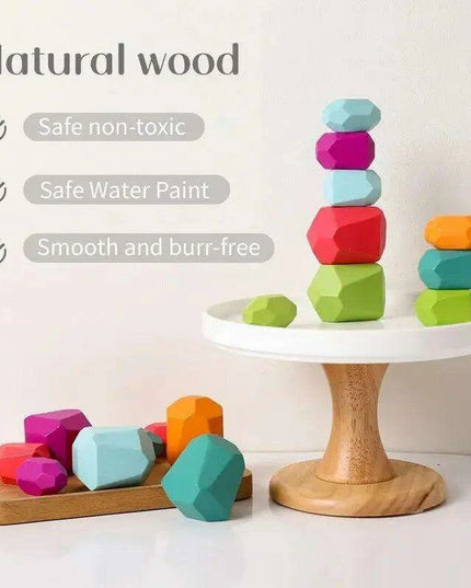 Colorful Wooden Building Blocks Kit for Creative Learning and Logical Development