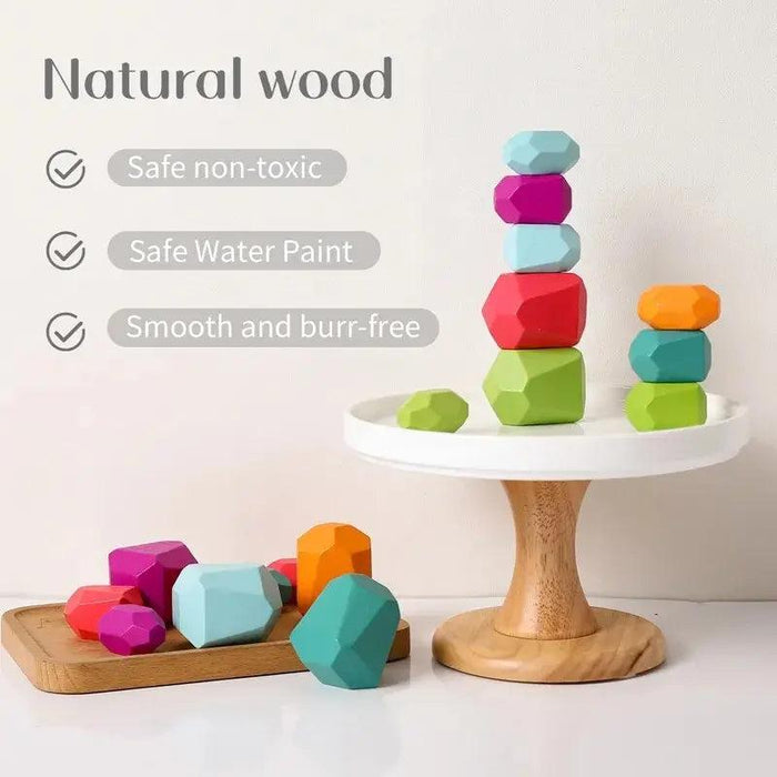 Colorful Wooden Building Blocks Kit for Creative Learning and Logical Development