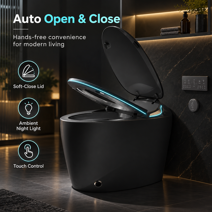 Smart Toilet with Built-In Bidet & Foot Sensor – Intelligent One-Piece, Auto Open/Close Lid