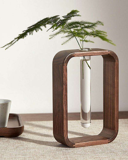 Elegant Black Walnut Hydroponic Planter: Handcrafted Artistry for Your Plant Collection