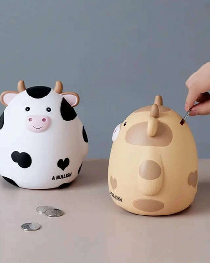 Adorable Cartoon Cow Coin Bank - Cute Vinyl Money Box for Kids - Fun Savings Jar