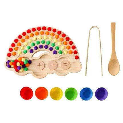 Rainbow Woodland Montessori Educational Toy - Wood & Wool Learning Board