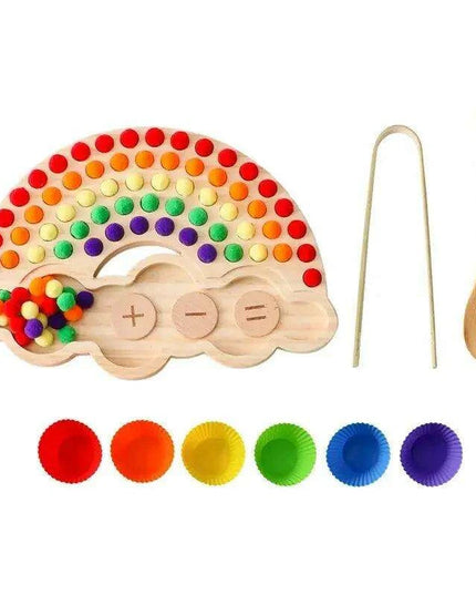 Rainbow Woodland Montessori Educational Toy - Wood & Wool Learning Board