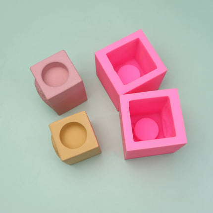 Cartoon Buddha Statue Candle Holder Silicone Mold Square For DIY Handmade