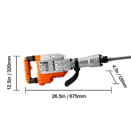 VEVOR 3500W Demolition Jack Hammer with 2 Chisel Bits & Heavy Duty Pow