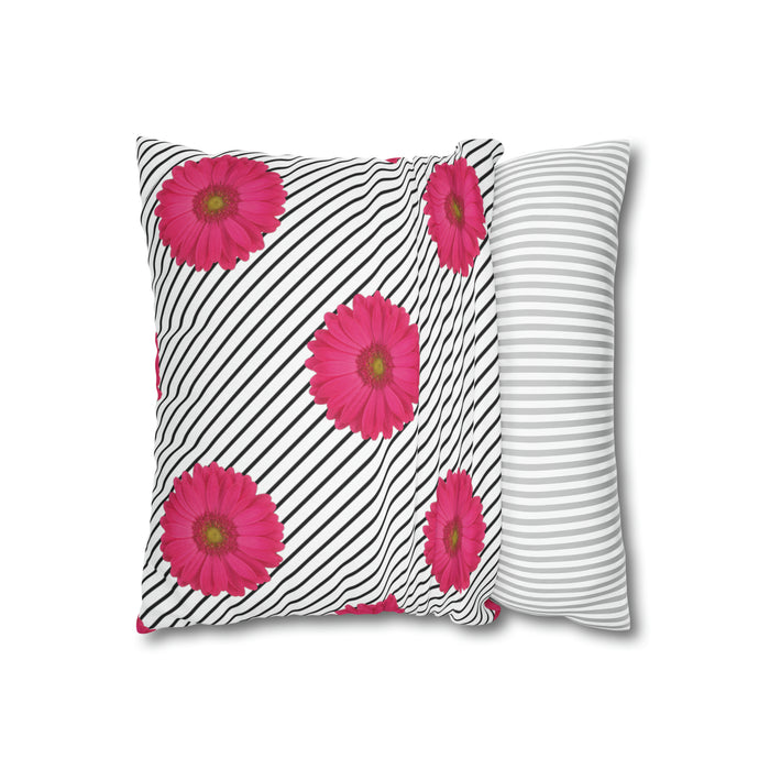 Pink Daisy Paradise Decorative Throw Pillow Cover