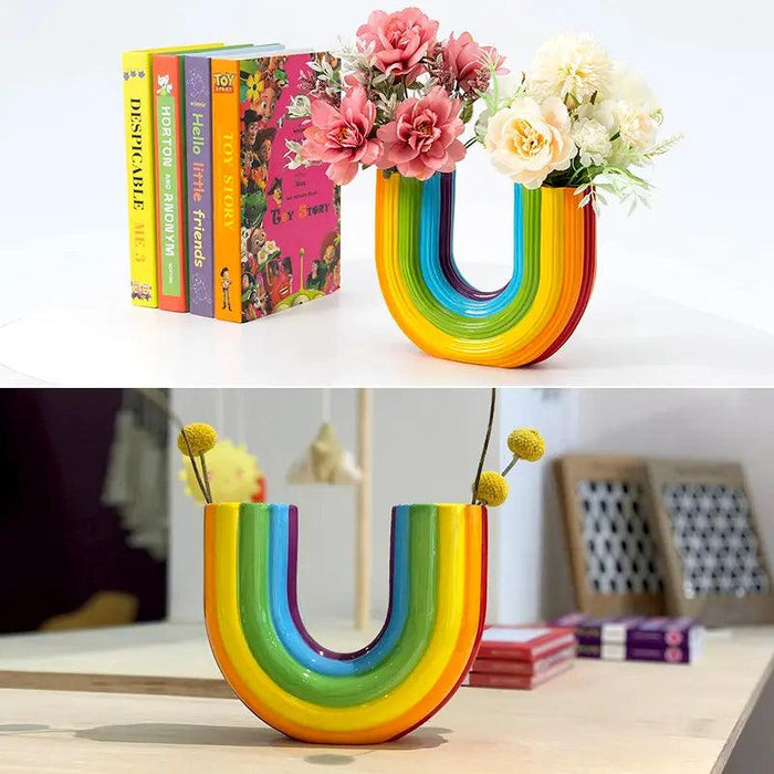 Vibrant Rainbow Vase - Burst of Color for Your Home