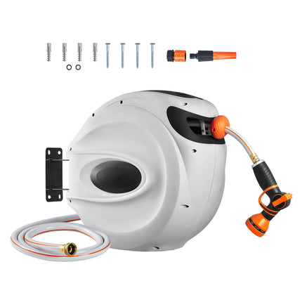 VEVOR Retractable Wall-Mounted Hose Reel with Swivel Design