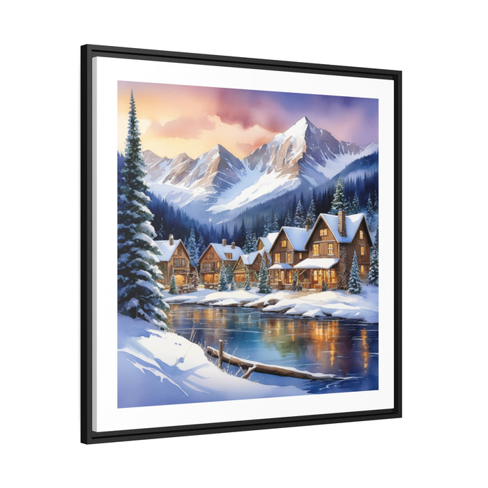 Black Pine Christmas Canvas Print with Elegant Frame by Maison d'Elite