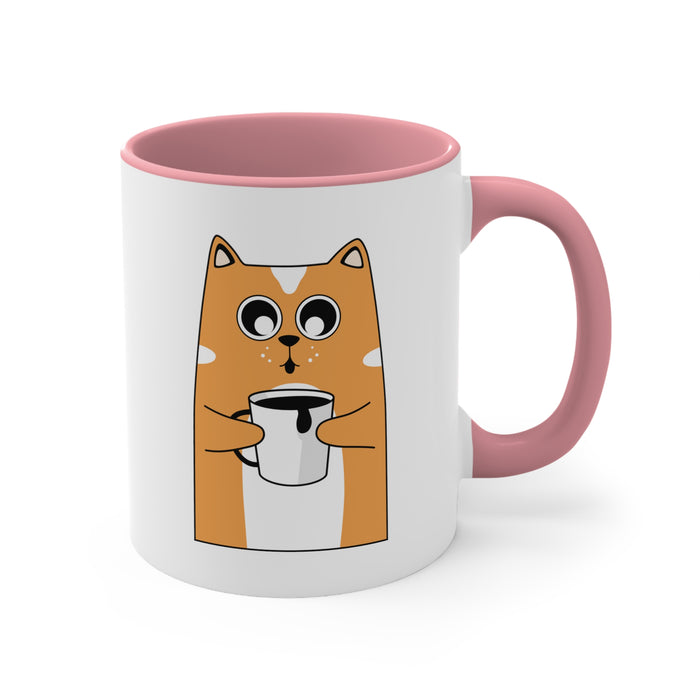 Colorful Ceramic Cat Coffee Cup - Personalized Dual-Tone Style (11oz)