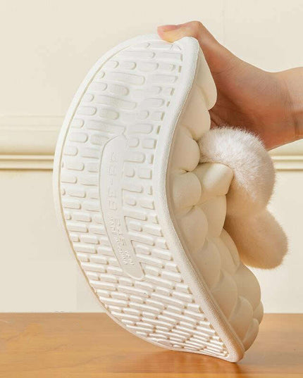 Cute Rabbit Shoes Winter Fuzzy Slippers Women Detachable Washable House Shoes