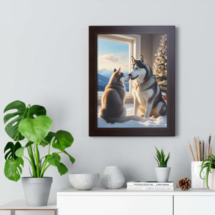 Sustainable Holiday Husky Vertical Wall Art Print