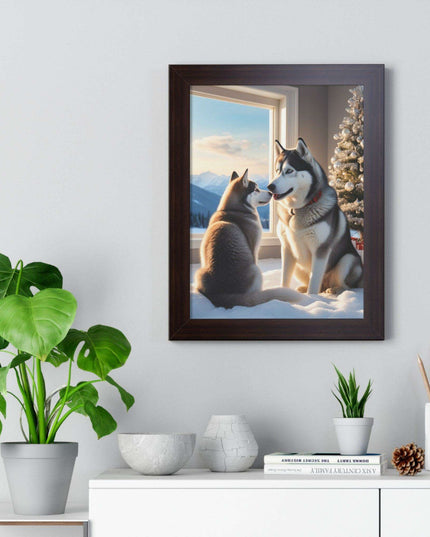 Sustainable Holiday Husky Vertical Wall Art Print