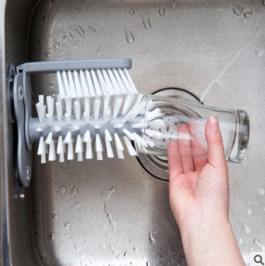 Double Head Suction Cup Wall Mounted Cleaning Brush for Glass and Kitchen