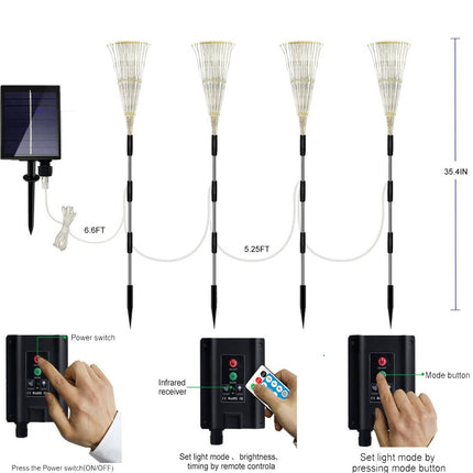 Peekaboo Studio 4 Pack Solar Garden Lights - 120 LED, Remote Control