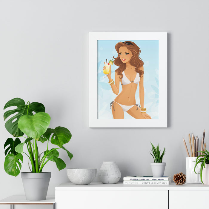 Tropical Vacation Framed Vertical Poster