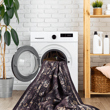 Room and Decor Black Burgundy 3X5 Washable Non-Slip Area Rug