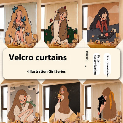 Peekaboo Studio Korean Style Velcro Curtain - Simple Paste Shading Clo