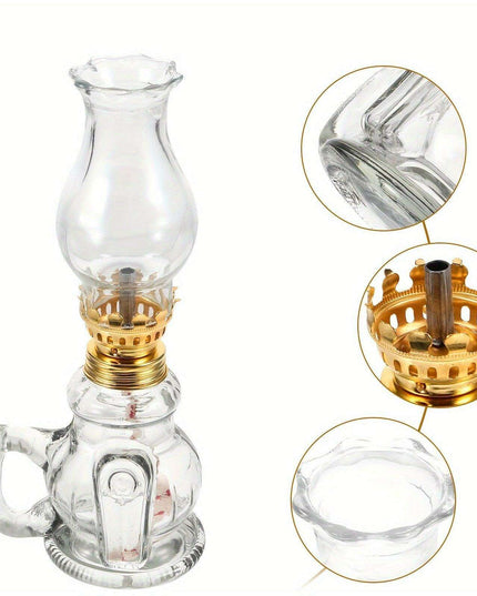 Vintage Adjustable Glass Oil Lamp - Elegant Handheld Lighting for Home, Festivals, and Emergencies