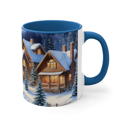 Colorful Holiday Cheer Ceramic Coffee Mug - 11oz Two-Tone Design