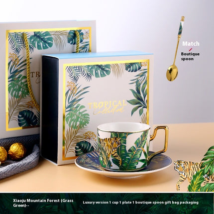 Jungle Ceramic European Light Luxury Hand Painted Cup And Saucer Suit