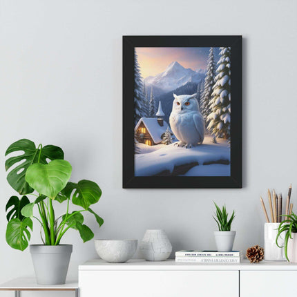 Sustainable Winter Owl Framed Wall Art: Elegant Eco-Friendly Decor for Your Home