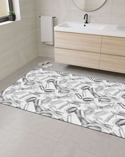Customizable Monochrome Non-Slip Polyester Floor Mat with Chic Black Border